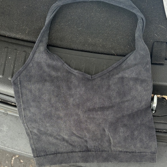 Black Ribbed Halter Top - Picture 1 of 1